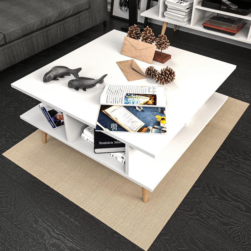 Casa si Gradina - Mobilier - Mese si birouri - Masute de cafea - Masuta de cafea, Hanah Home, pal melaminat, alb, 89x89x44 cm - Infinity.ro