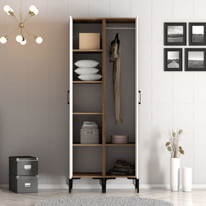 Casa si Gradina - Mobilier - Dulapuri si sifoniere - Sifoniere - Sifonier, Hanah Home, pal melaminat, nuc si alb, 80x47.5x201.4 cm, 845HCT5435 - Infinity.ro