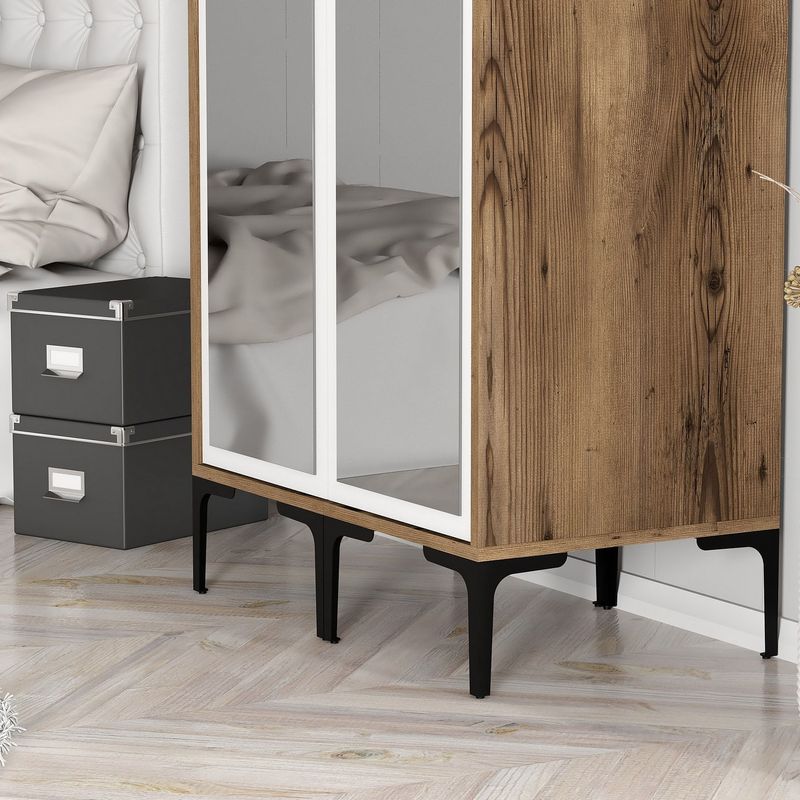 Casa si Gradina - Mobilier - Dulapuri si sifoniere - Sifoniere - Sifonier, Hanah Home, pal melaminat, nuc si alb, 80x47.5x201.4 cm, 845HCT5435 - Infinity.ro