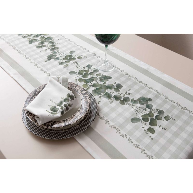 Casa si Gradina - Textile si covoare - Textile bucatarie - Fete de masa - Runner de masa, Hermia, verde alb, 50x150 cm, 100% bumbac - Infinity.ro