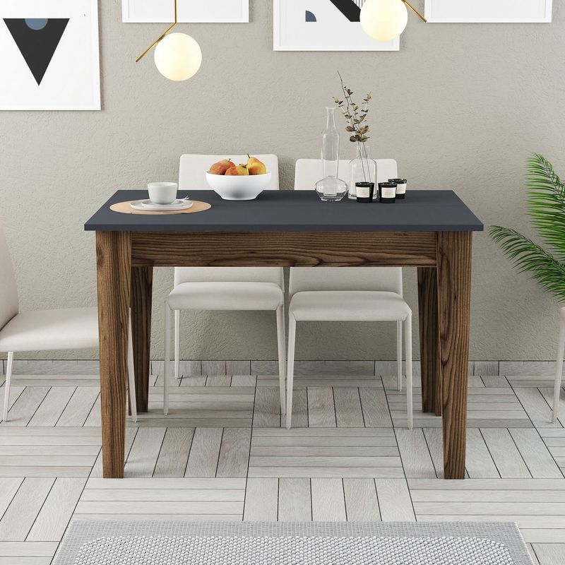 Casa si Gradina - Mobilier - Mese si birouri - Mese bucatarie si dining - Masa de bucatarie, Hanah Home, pal melaminat, nuc, antracit, 110x72x75 cm - Infinity.ro