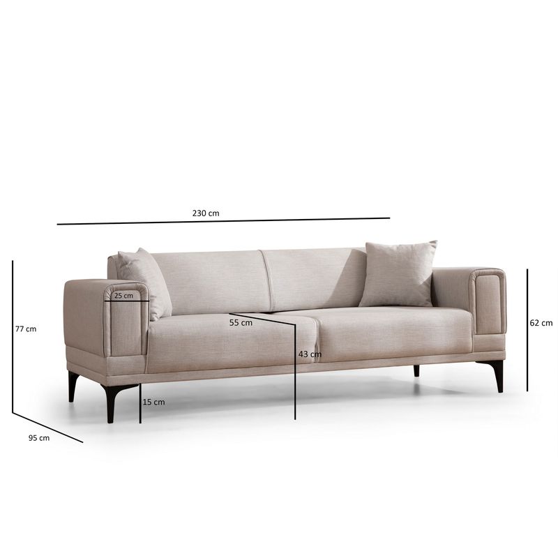 Casa si Gradina - Mobilier - Canapele si coltare - Canapele - Canapea extensibila 3 locuri, Atelier Del Sofa, lemn de fag si placi aglomerate, ecru, 215x85x77 cm - Infinity.ro