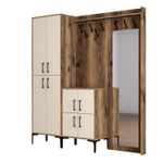 Casa si Gradina - Mobilier - Organizare si depozitare - Cuiere - Cuier hol, Hanah Home, pal melaminat, nuc, crem, 180x35x200 cm - Infinity.ro