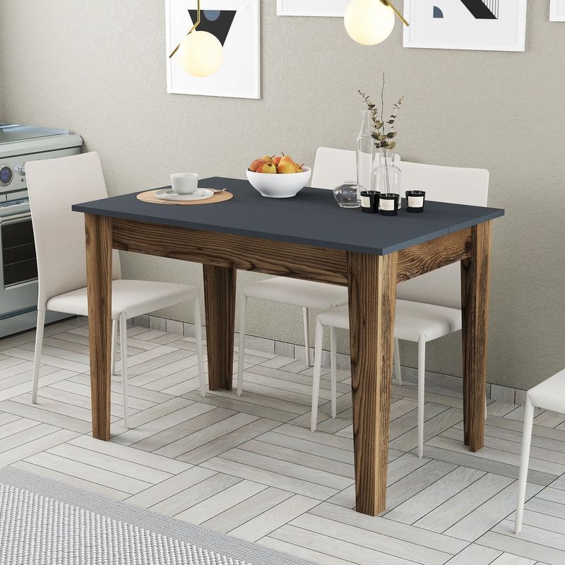 Casa si Gradina - Mobilier - Mese si birouri - Mese bucatarie si dining - Masa de bucatarie, Hanah Home, pal melaminat, nuc, antracit, 110x72x75 cm - Infinity.ro
