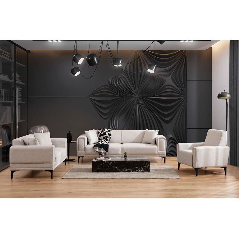 Casa si Gradina - Mobilier - Canapele si coltare - Canapele - Canapea extensibila 3 locuri, Atelier Del Sofa, lemn de fag si placi aglomerate, ecru, 215x85x77 cm - Infinity.ro