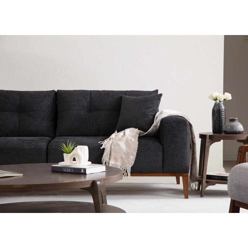 Casa si Gradina - Mobilier - Canapele si coltare - Canapele - Canapea extensibila 3 locuri, Hanah Home, lemn fag si PAL, antracit, 225x92x75 cm - Infinity.ro