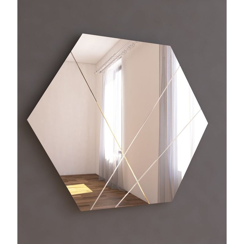 Casa si Gradina - Decoratiuni - Oglinzi - Oglinda hexagonala, Hanah Home, mdf, alb, 70x60x2.2 cm - Infinity.ro