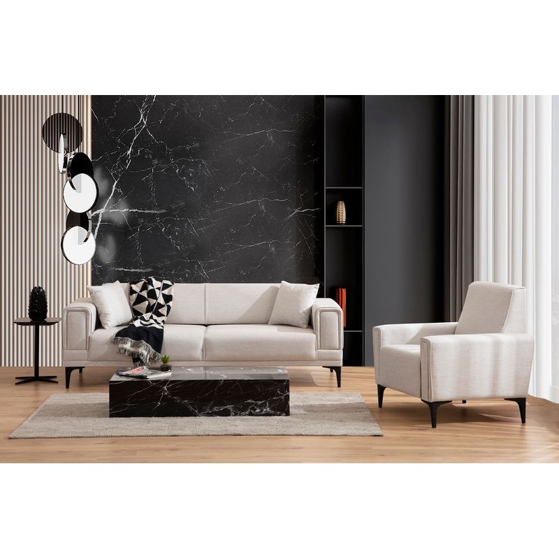 Casa si Gradina - Mobilier - Canapele si coltare - Canapele - Canapea extensibila 3 locuri, Atelier Del Sofa, lemn de fag si placi aglomerate, ecru, 215x85x77 cm - Infinity.ro