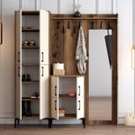 Casa si Gradina - Mobilier - Organizare si depozitare - Cuiere - Cuier hol, Hanah Home, pal melaminat, nuc, crem, 180x35x200 cm - Infinity.ro