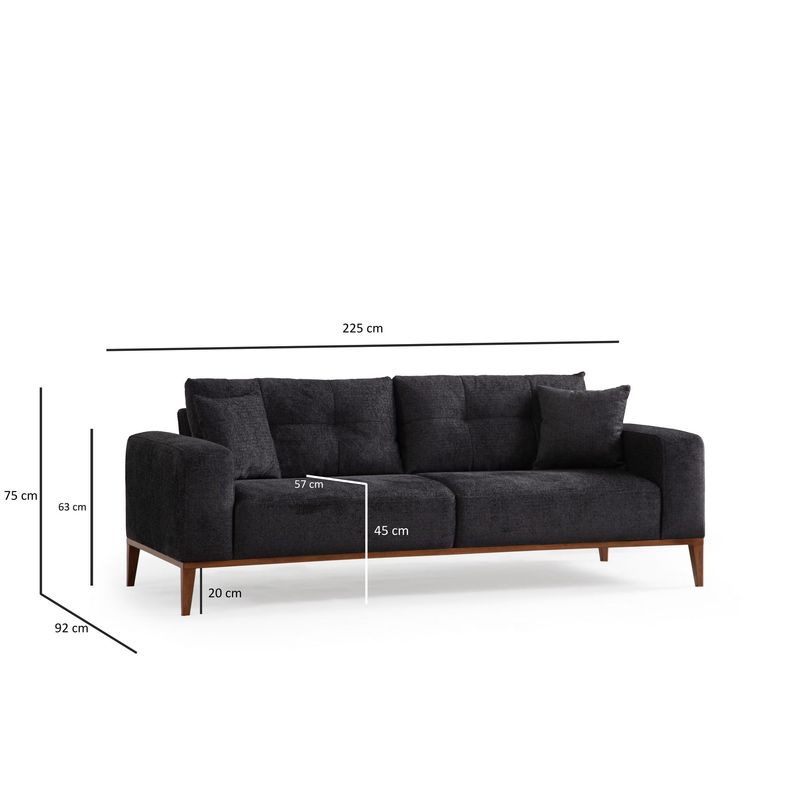 Casa si Gradina - Mobilier - Canapele si coltare - Canapele - Canapea extensibila 3 locuri, Hanah Home, lemn fag si PAL, antracit, 225x92x75 cm - Infinity.ro