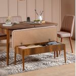 Casa si Gradina - Mobilier - Seturi de mobilier - Seturi mese si scaune - Set masa extensibila si scaune, Hanah Home, placa aglomerata melaminata, nuc si piatra, 130x80x77 cm - Infinity.ro