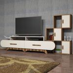 Casa si Gradina - Mobilier - Comode si corpuri - Console - Corp tv, Hanah Home, pal melaminat, nuc si crem, 205x50x36.8 cm - Infinity.ro