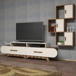 Casa si Gradina - Mobilier - Comode si corpuri - Console - Corp tv, Hanah Home, pal melaminat, nuc si crem, 205x50x36.8 cm - Infinity.ro