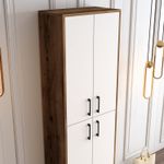 Casa si Gradina - Mobilier - Dulapuri si sifoniere - Dulapuri pantofi - Dulap pantofi, Hanah Home, pal melaminat, nuc si alb, 60x35x200 cm, 845HCT4102 - Infinity.ro