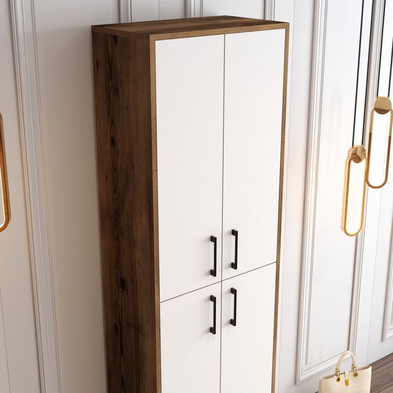 Casa si Gradina - Mobilier - Dulapuri si sifoniere - Dulapuri pantofi - Dulap pantofi, Hanah Home, pal melaminat, nuc si alb, 60x35x200 cm, 845HCT4102 - Infinity.ro