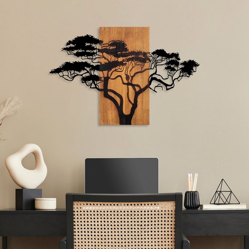 Casa si Gradina - Decoratiuni - Decoratiuni perete - Accesoriu decorativ de perete, Wallxpert, lemn, nuc si negru, 90x58 cm, 891TNL3152 - Infinity.ro