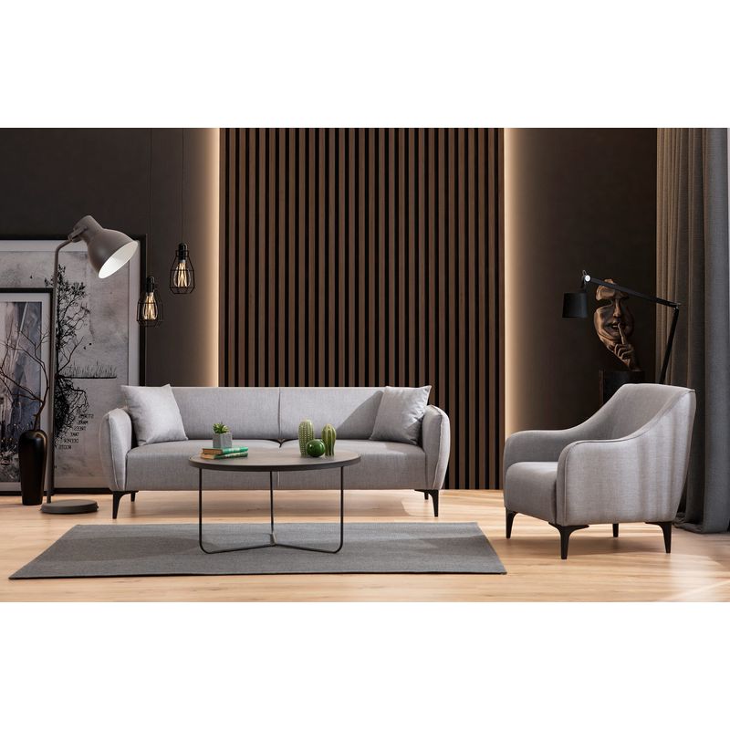 Casa si Gradina - Mobilier - Canapele si coltare - Canapele - Canapea 3 locuri, Hanah Home, material textil, gri, 220x95x67 cm - Infinity.ro
