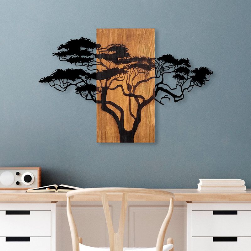 Casa si Gradina - Decoratiuni - Decoratiuni perete - Accesoriu decorativ de perete, Wallxpert, lemn, nuc si negru, 90x58 cm, 891TNL3152 - Infinity.ro