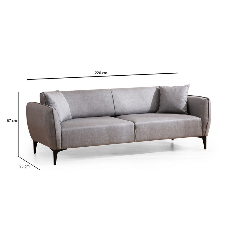 Casa si Gradina - Mobilier - Canapele si coltare - Canapele - Canapea 3 locuri, Hanah Home, material textil, gri, 220x95x67 cm - Infinity.ro