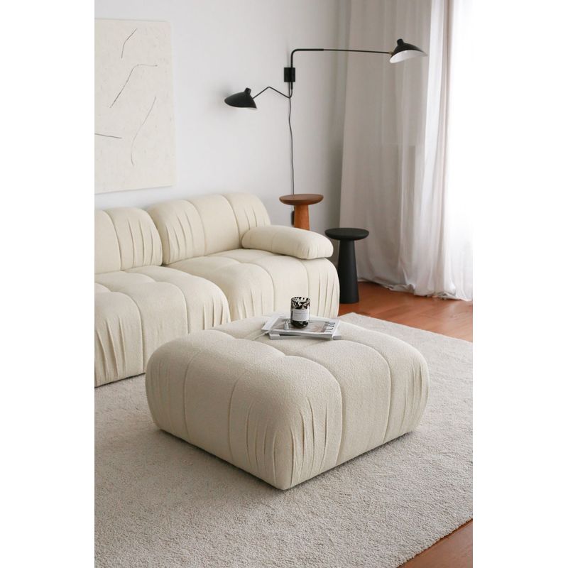 Casa si Gradina - Mobilier - Scaune si fotolii - Tabureti - Puf, Atelier Del Sofa, teddy, alb, 89x43x89 cm - Infinity.ro