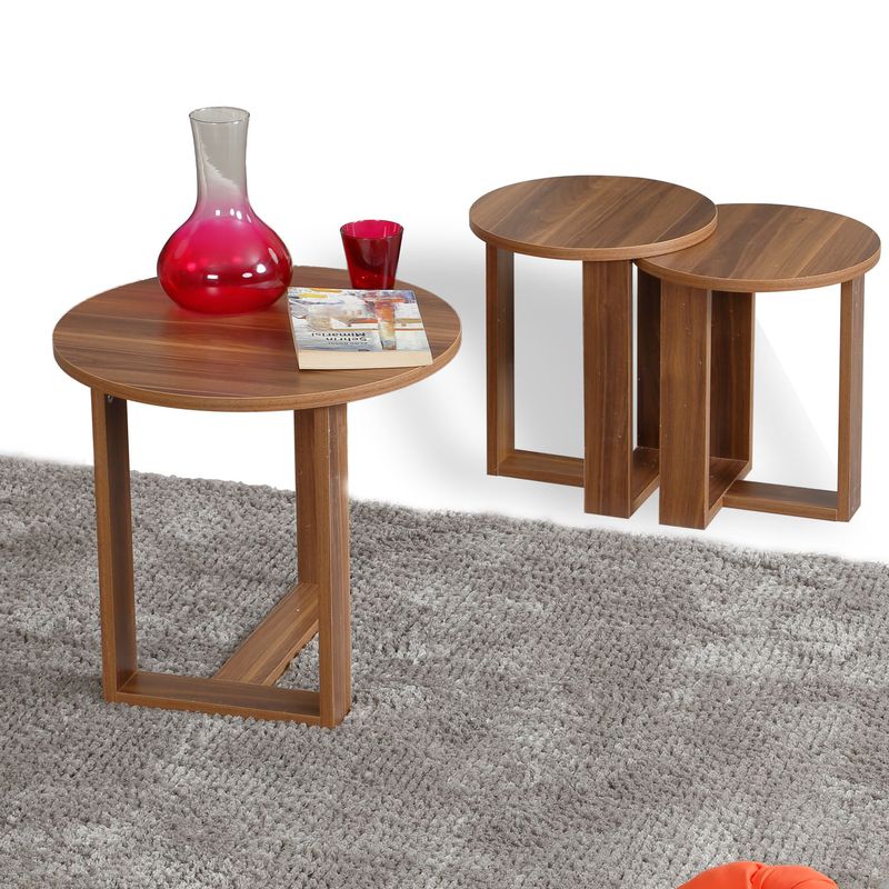 Casa si Gradina - Mobilier - Mese si birouri - Masute de cafea - Set masute de cafea, Hanah Home, pal melaminat, nuc, 3 piese - Infinity.ro