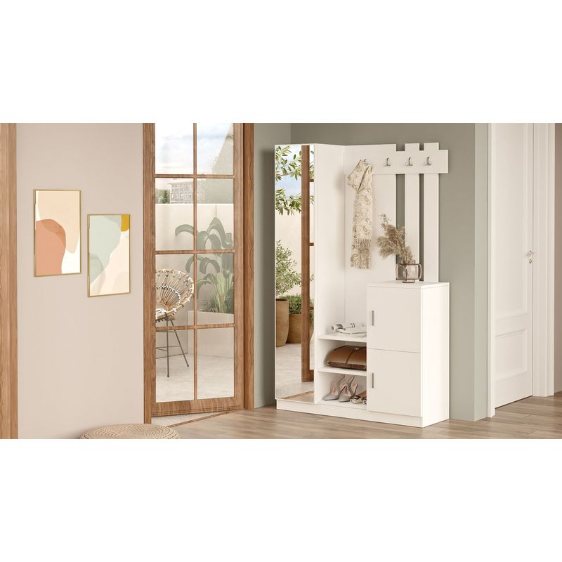 Casa si Gradina - Mobilier - Organizare si depozitare - Cuiere - Cuier, Hanah Home, pal melaminat, alb, 113.6x35x180 cm - Infinity.ro