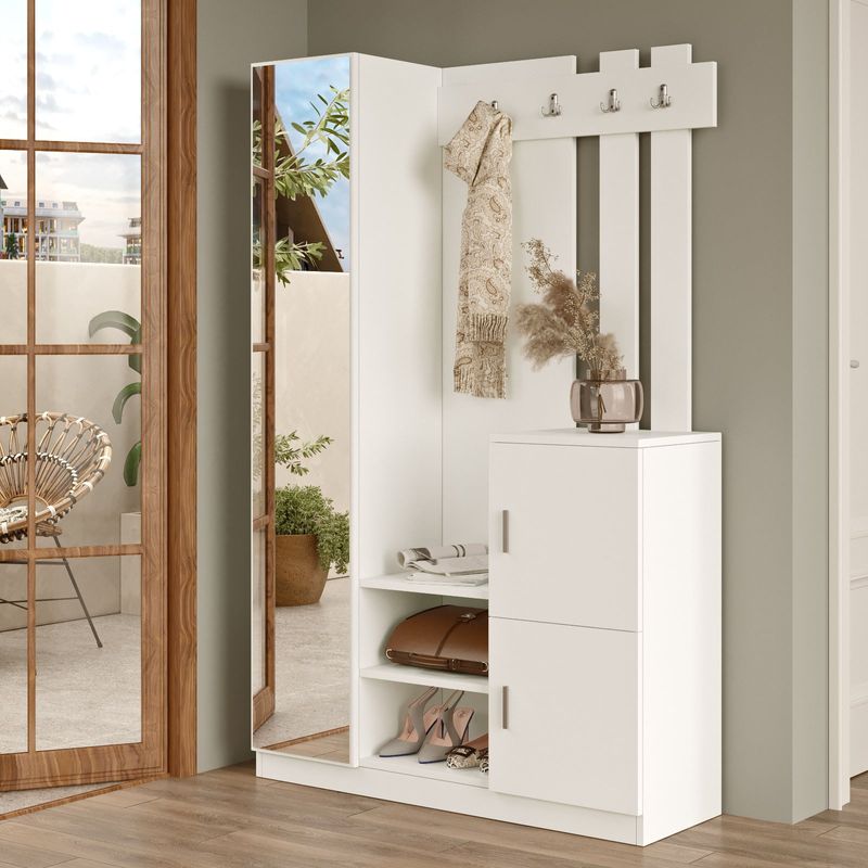 Casa si Gradina - Mobilier - Organizare si depozitare - Cuiere - Cuier, Hanah Home, pal melaminat, alb, 113.6x35x180 cm - Infinity.ro