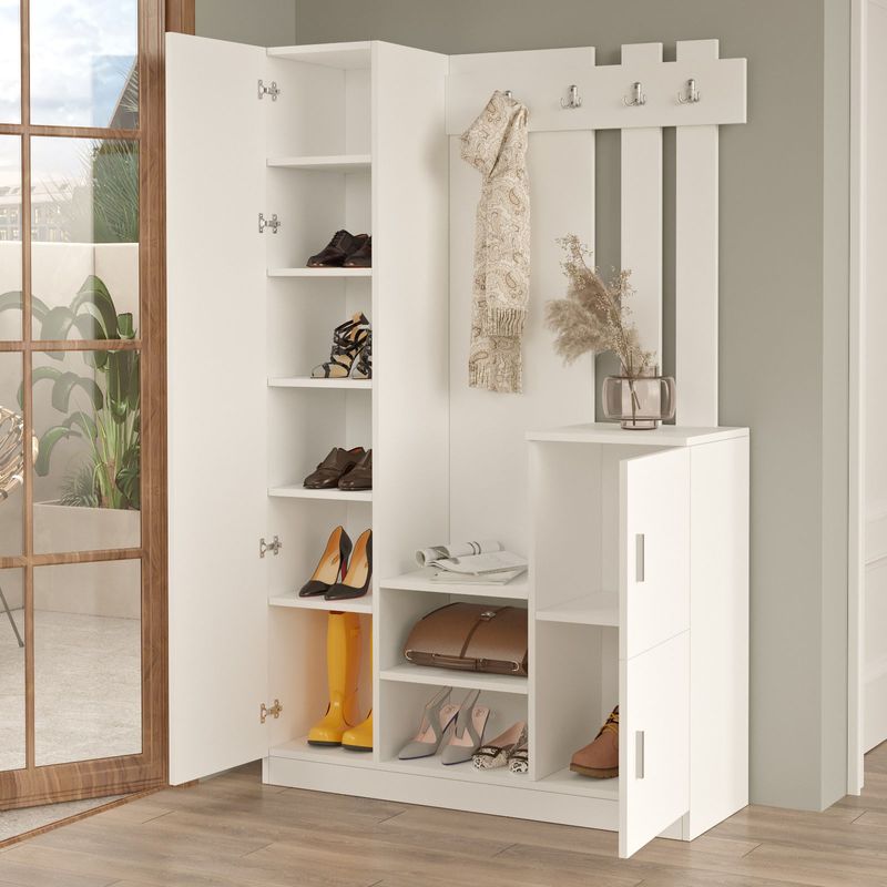 Casa si Gradina - Mobilier - Organizare si depozitare - Cuiere - Cuier, Hanah Home, pal melaminat, alb, 113.6x35x180 cm - Infinity.ro