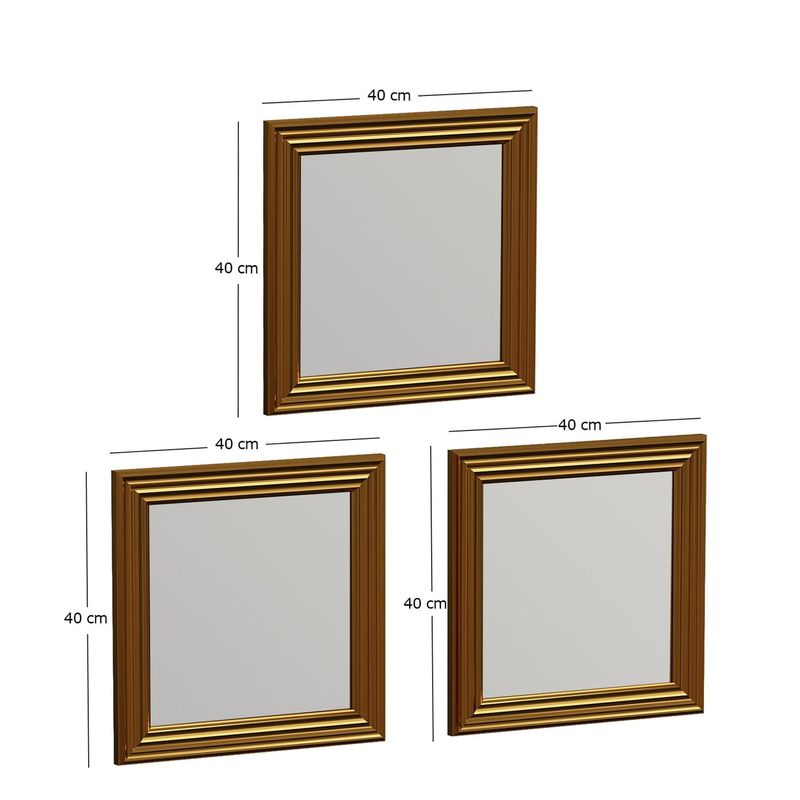 Casa si Gradina - Decoratiuni - Oglinzi - Set de oglinzi, Hanah Home, mdf, auriu, 40x40x3 cm - Infinity.ro