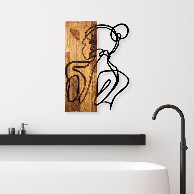 Casa si Gradina - Decoratiuni - Decoratiuni perete - Decoratiune de perete, Wallxpert, lemn si metal, negru si nuc deschis, 35x3x50 cm - Infinity.ro