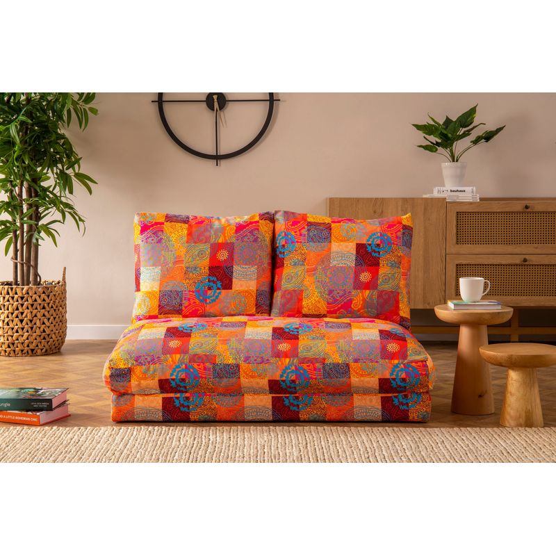 Casa si Gradina - Mobilier - Canapele si coltare - Canapele - Canapea extensibila, Hanah Home, metal, patchwork multicolor, 185x120 cm - Infinity.ro
