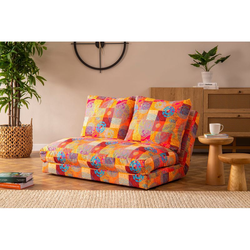 Casa si Gradina - Mobilier - Canapele si coltare - Canapele - Canapea extensibila, Hanah Home, metal, patchwork multicolor, 185x120 cm - Infinity.ro