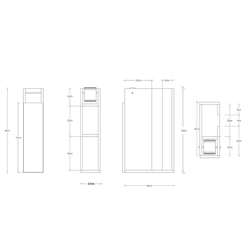 Casa si Gradina - Sanitare - Suporturi si accesorii baie - Suporturi baie - Dulap baie, Hanah Home, pal melaminat, alb, 42x17x66 cm - Infinity.ro