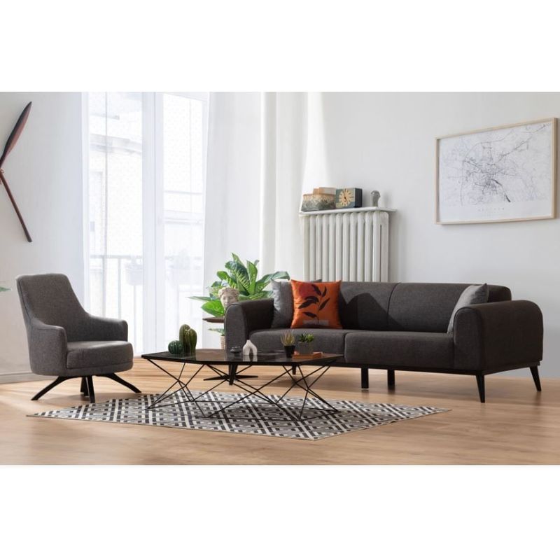Casa si Gradina - Mobilier - Canapele si coltare - Canapele - Canapea extensibila 3 locuri, Atelier Del Sofa, material textil, antracit, 220x84x77 cm - Infinity.ro