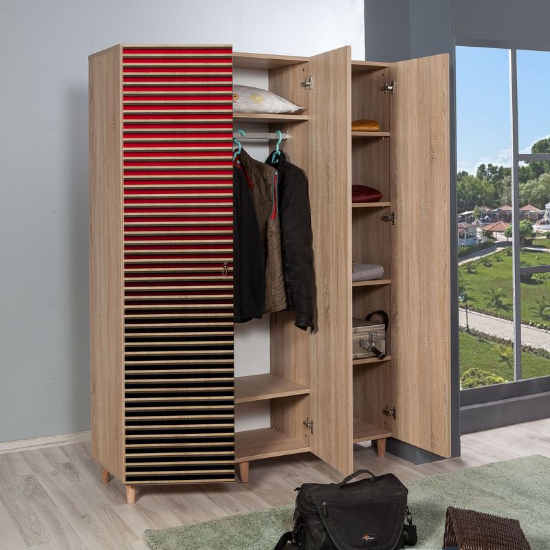 Casa si Gradina - Mobilier - Dulapuri si sifoniere - Sifoniere - Sifonier, Hanah Home, pal melaminat, stejar sonoma, 135x52x192 cm, 863SPH4213 - Infinity.ro