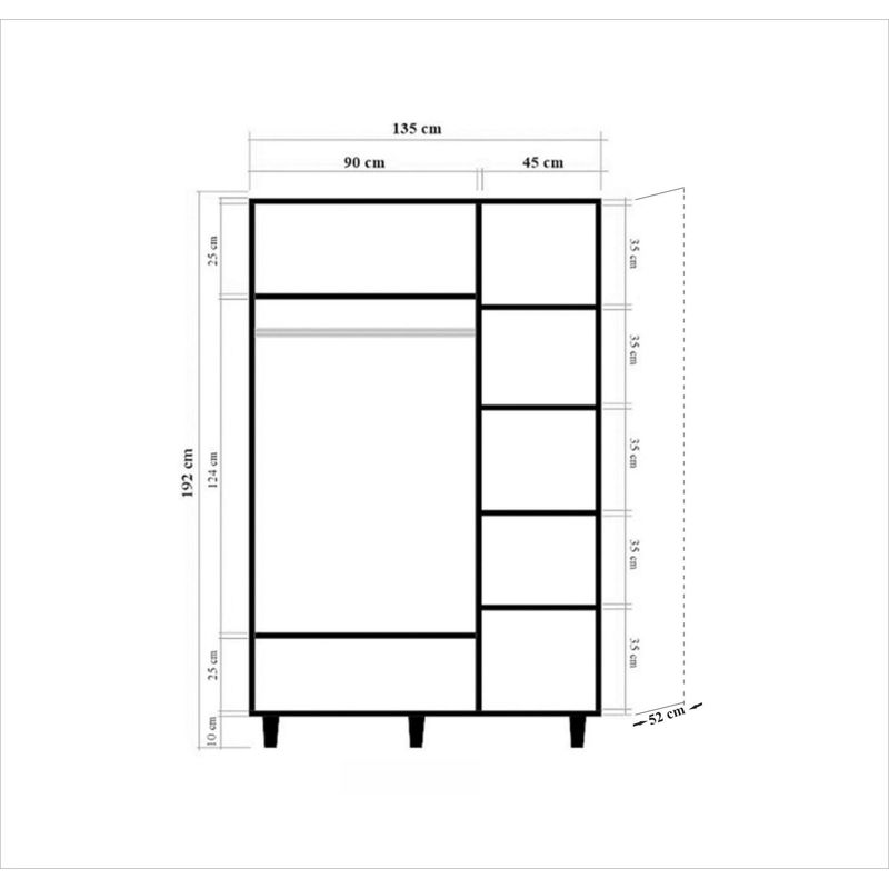 Casa si Gradina - Mobilier - Dulapuri si sifoniere - Sifoniere - Sifonier, Hanah Home, pal melaminat, stejar sonoma, 135x52x192 cm, 863SPH4213 - Infinity.ro