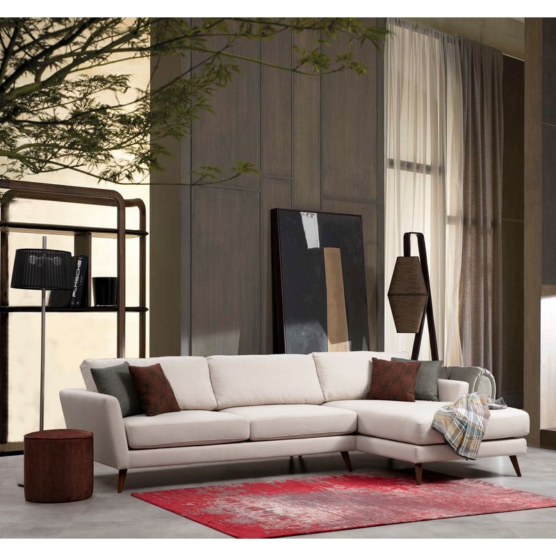 Casa si Gradina - Mobilier - Canapele si coltare - Coltare - Coltar extensibil, Hanah Home, lemn fag si pal, bej maro, 303x168x93 cm - Infinity.ro
