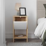 Casa si Gradina - Mobilier - Comode si corpuri - Noptiere - Noptiera, Hanah Home, pal melaminat, stejar safir si alb, 30x55x30 cm - Infinity.ro