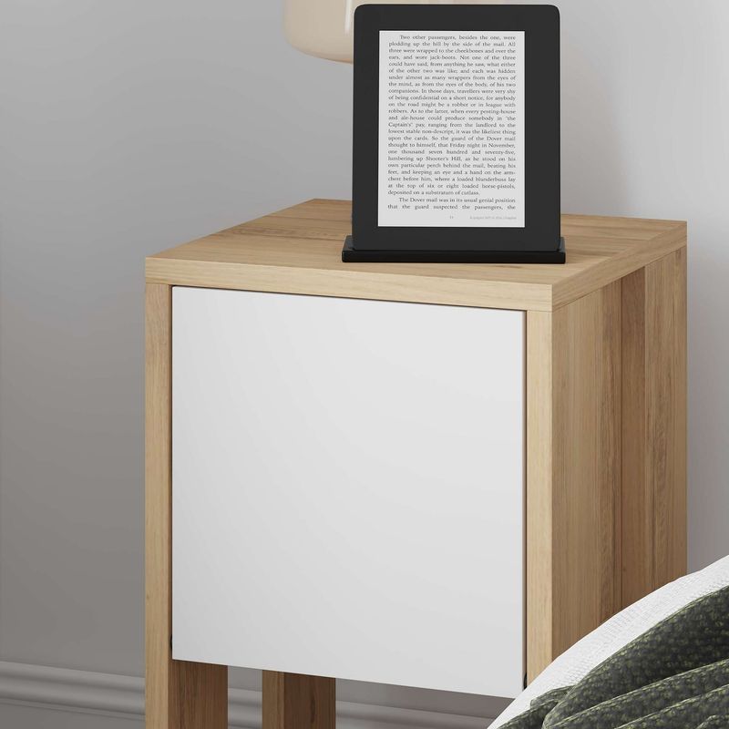 Casa si Gradina - Mobilier - Comode si corpuri - Noptiere - Noptiera, Hanah Home, pal melaminat, stejar safir si alb, 30x55x30 cm - Infinity.ro