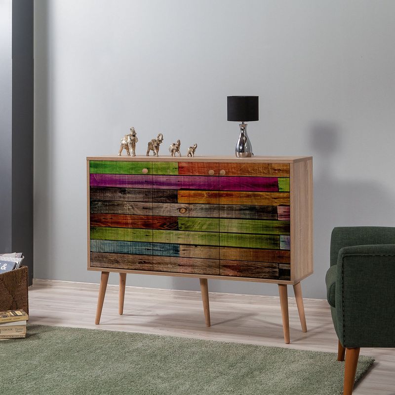 Casa si Gradina - Mobilier - Comode si corpuri - Console - Consola, Hanah Home, panou aglomerat cu melamina, stejar sonoma, 120x36x90 cm - Infinity.ro