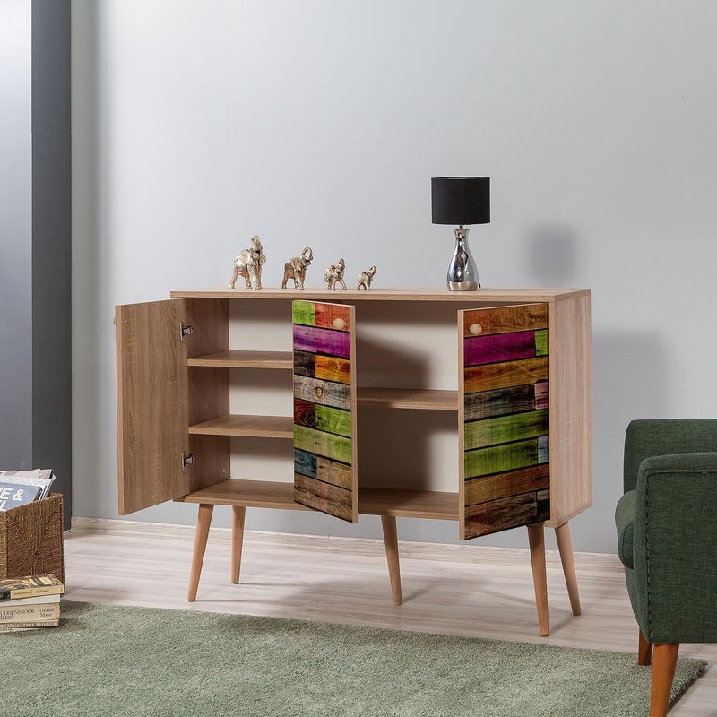 Casa si Gradina - Mobilier - Comode si corpuri - Console - Consola, Hanah Home, panou aglomerat cu melamina, stejar sonoma, 120x36x90 cm - Infinity.ro