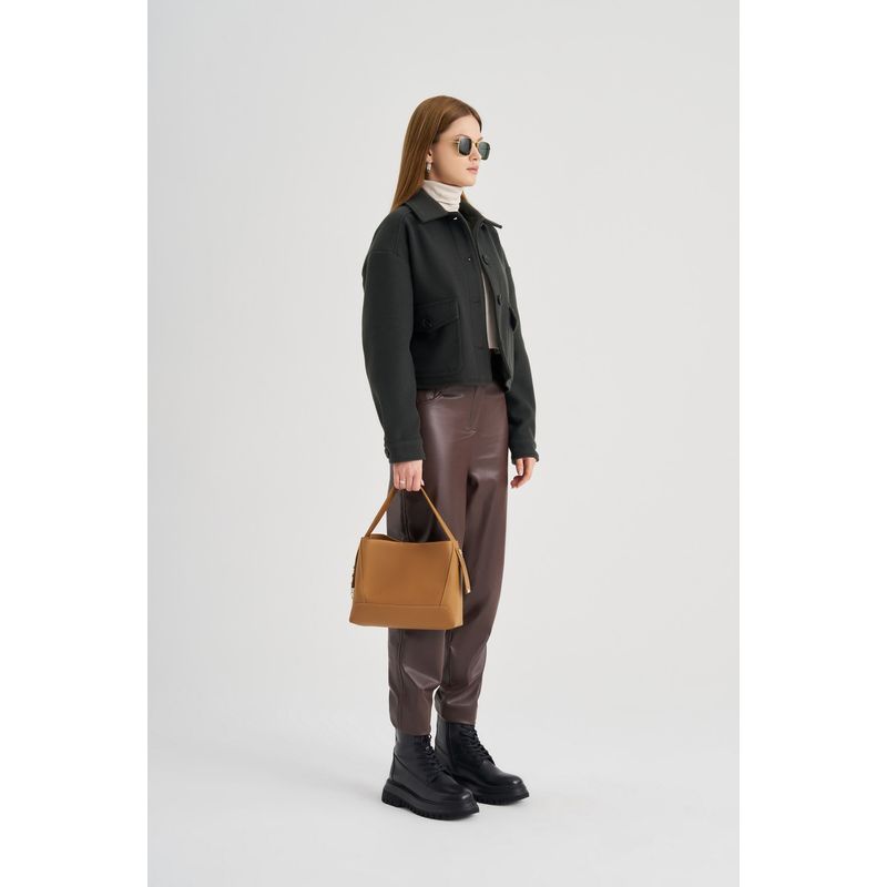 Fashion, accesorii si bijuterii - Femei - Accesorii femei - Genti si rucsacuri femei - Geanta de umar, Lucky Bees, piele polivinilica, mustar, 25x11x20 cm - Infinity.ro