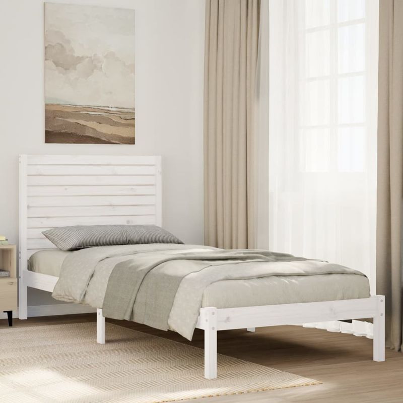 Casa si Gradina - Mobilier - Paturi si accesorii - Paturi - Cadru pat foarte lung fara saltea, alb, 90x210 cm lemn masiv - Infinity.ro