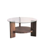 Casa si Gradina - Mobilier - Mese si birouri - Masute de cafea - Masuta de cafea, Hanah Home, lemn masiv si sticla, nuc, 75x75x40 cm - Infinity.ro