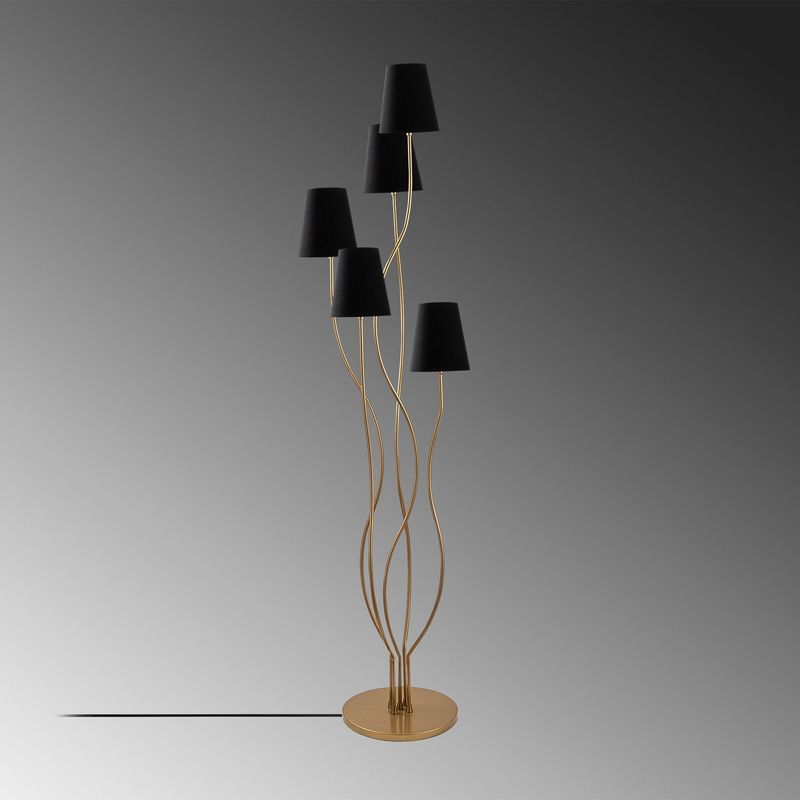 Casa si Gradina - Corpuri si surse de iluminat - Veioze si lampi - Lampadare - Lampadar, Opviq, metal, auriu negru, 44x44x160 cm - Infinity.ro