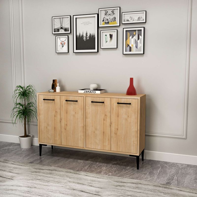 Casa si Gradina - Mobilier - Comode si corpuri - Console - Consola, Hanah Home, pal melaminat, stejar safir, 120x29.6x75 cm - Infinity.ro