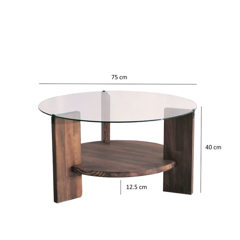 Casa si Gradina - Mobilier - Mese si birouri - Masute de cafea - Masuta de cafea, Hanah Home, lemn masiv si sticla, nuc, 75x75x40 cm - Infinity.ro