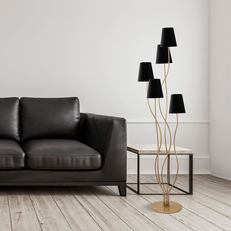 Casa si Gradina - Corpuri si surse de iluminat - Veioze si lampi - Lampadare - Lampadar, Opviq, metal, auriu negru, 44x44x160 cm - Infinity.ro