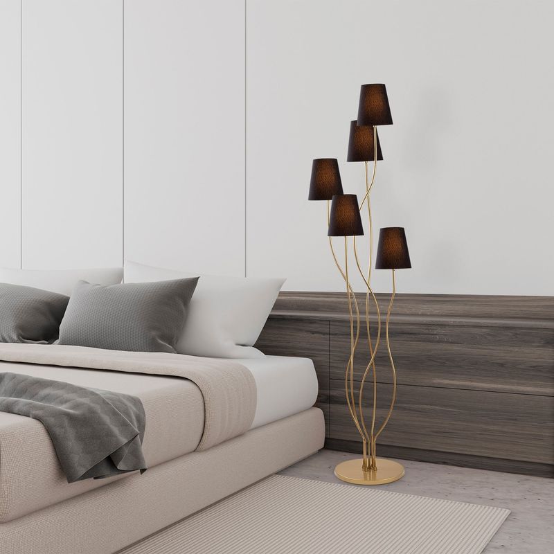 Casa si Gradina - Corpuri si surse de iluminat - Veioze si lampi - Lampadare - Lampadar, Opviq, metal, auriu negru, 44x44x160 cm - Infinity.ro