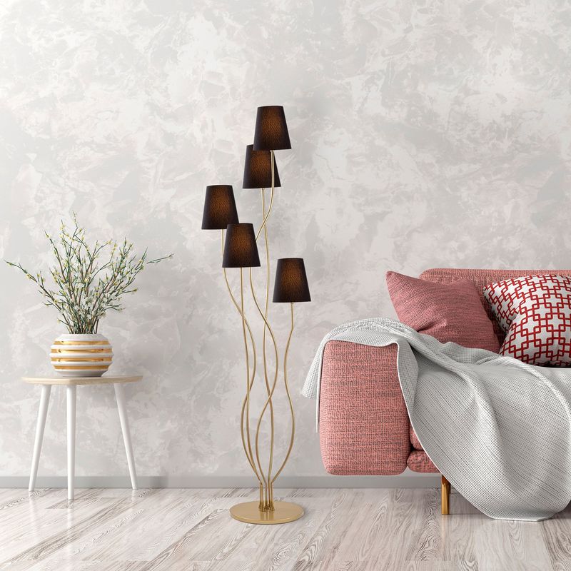 Casa si Gradina - Corpuri si surse de iluminat - Veioze si lampi - Lampadare - Lampadar, Opviq, metal, auriu negru, 44x44x160 cm - Infinity.ro